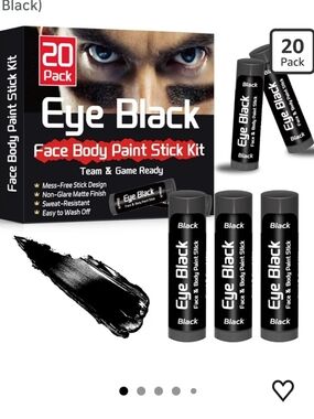 20 Pack Eye Black Stick for Sports, Anti-Glare Eye Black for Baseball Football